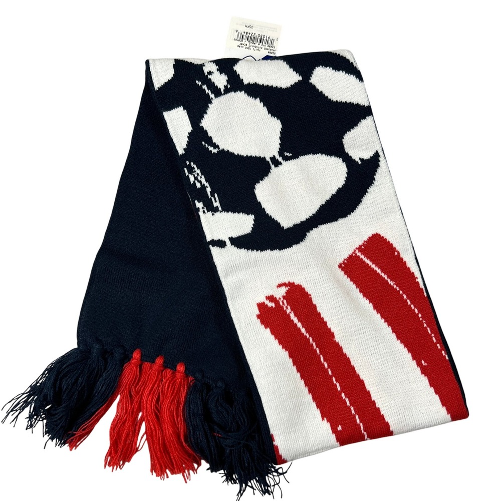 MLS New England Revolution‎ Soccer Fan Scarf Navy Red White Jacquard Knit NEW